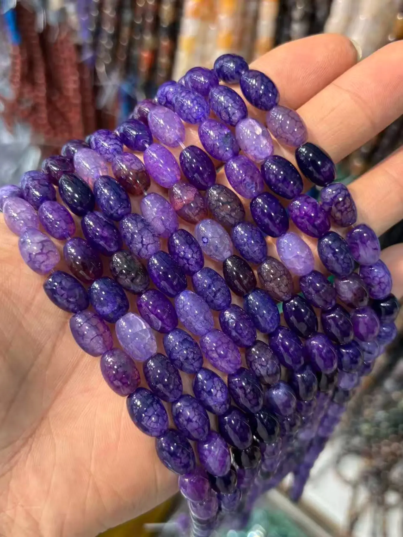 0.8cmx1.2cm Natural Stone Dragon Pattern Agate Beads, DIY Jewelry Making Accessories, Bracelet, Necklace, Earring Components