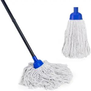 Floor Cleaning Mop-2 Pcs Cotton String Wet Mop Replacement Heads, Compatible With Microfiber Cloth Mop and 0.8" Diameter Mop Handle (1 Handle & 2 Mop Heads)