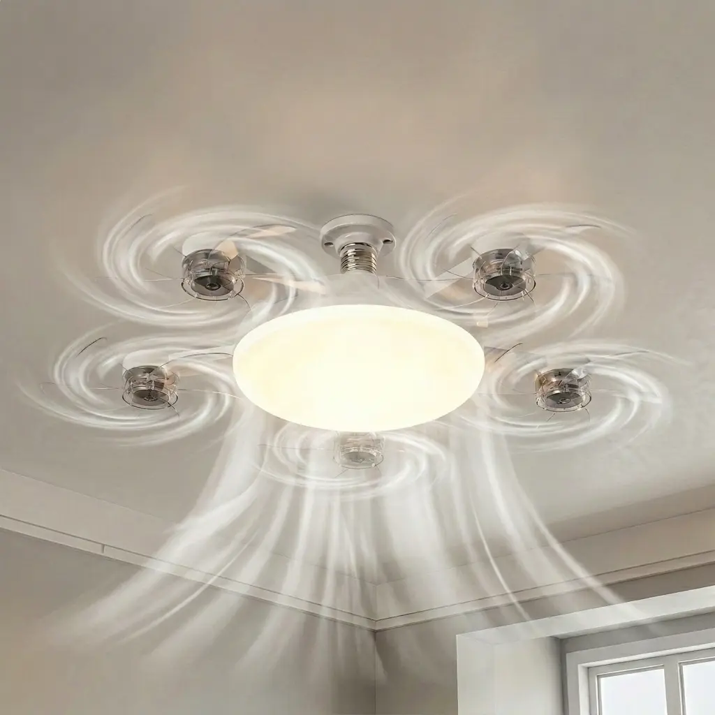 2026 Upgraded Modern 2-in-1 Ceiling Fan with Light, E26/E27 Base Screw-in LED, 3-Color Dimmable Warm White, Silent Motor, 3-Speed, Smart Timer, for Bedroom, Kitchen, Renters, Fan For Bedroom