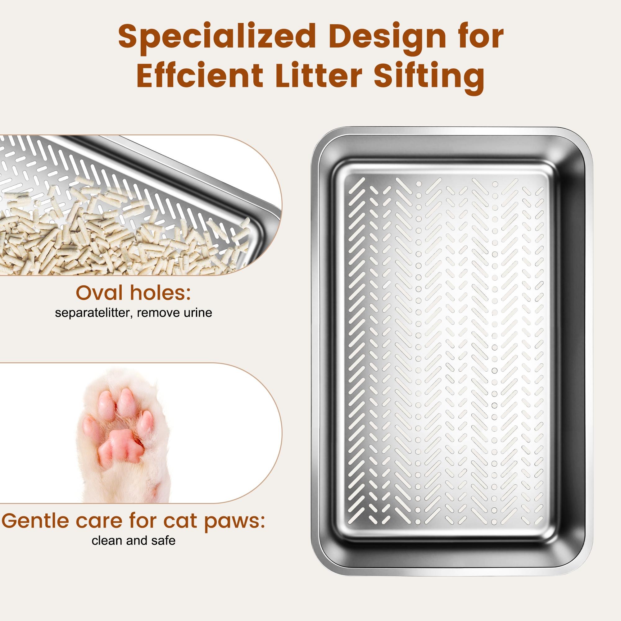 Topyangs XL Sifting Litter Box ,Stainless Steel Sifting Box, Easy to Clean Catbox with High Sides, ,Litterbox Topyangs XL Sifting Litter Box ,Stainless Steel Sifting Box, Easy to Clean Catbox with High Sides, ,Litterbox