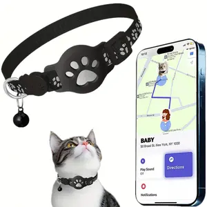 GPS Pet Locator Collar with Apple Find My Integration Waterproof Reflective Cat Tracker for iPhone iPad
