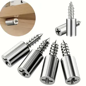Metal Shelf Support Pins Set, Anti-Slip Sleeves, Self-Tapping Screws, Acrylic Brackets, Durable Stainless Steel Furniture Glass Mounting Kit, Wall Hanging Fastener, Wall Mount Organizer