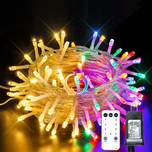 Woohaha 33ft 100 LED Color Changing String Lights Plug in, Warm White & Multicolor Christmas Tree Lights for Indoor & Outdoor Decor - Living Room Wedding Decorating