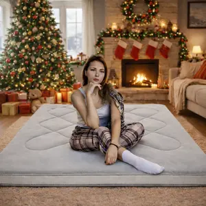 Naudacaa Japanese Floor Mattress Futon with Cover, 3.5"Thicken Foldable Roll-Up Sleeping Pad, Floor Lounger Bed for Couches & Sofas