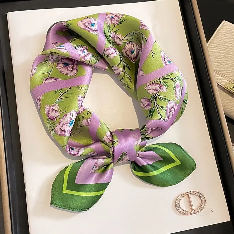 Women’s headscarf, silk scarf, sleep scarf, genuine silk scarf, square scarf, thin, soft, comfortable, fashion accessory, women’s square-neck scarf, for fashion enthusiasts, classic design, suitable for stylish decoration, ideal for commuting outfits, gif