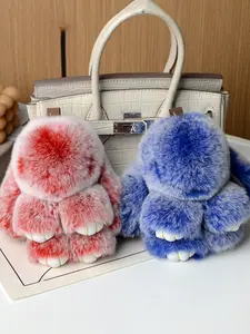 Handmade Fluffy Bunny All Season Keychain with Cute Tin Box, Soft Plush Accessory for Phone Bags Car Decor, Women Girls Holiday Gift