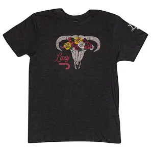 Lazy J Ranch Skull & Flowers Short Sleeve T-Shirt - Grey