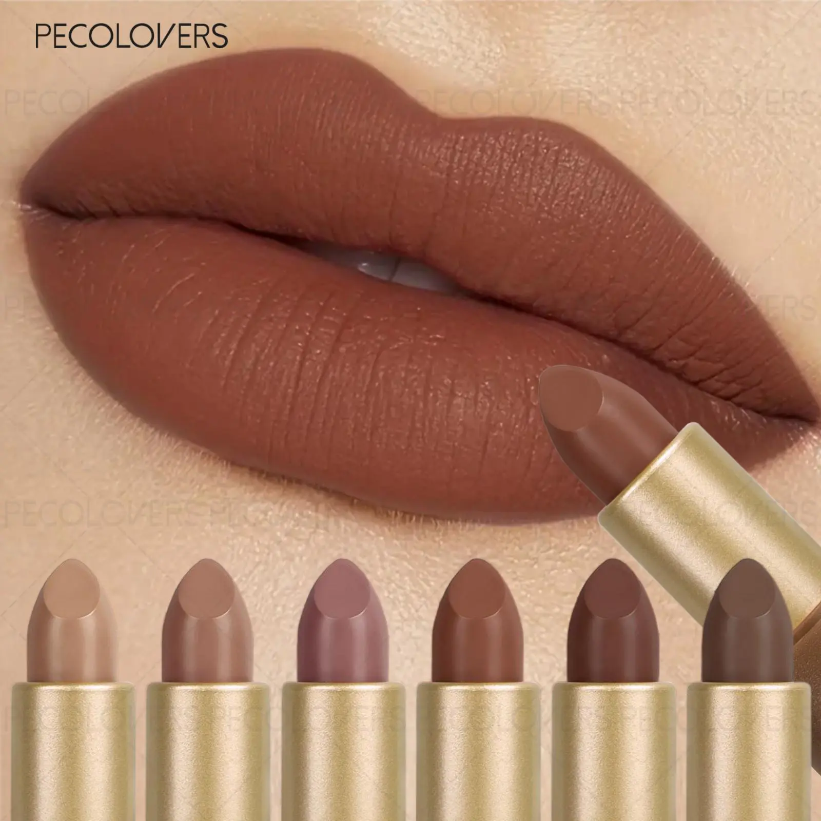 6pcs/set Matte Lipstick Set, Luxurious Long Lasting Brown Lipstick, Waterproof and Long-lasting, Non-stick Cup, Essential Lipstick Cosmetics for Autumn and Winter, Lip Kit