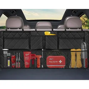Trunk Organizer, Large Capacity Backseat Trunk Organizer (42"*18"), Collapsible  Storage Bag with 8 Pockets, SUV/MPV/ - Black