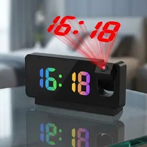 Digital Projection Alarm Clocks for Bedrooms - Large LED Display, 180° Rotatable Projector,  Indoor Temperature, Loud Dual Alarms for Kids Elderly,Heavy Sleepers,Snooze,12/24H,DST