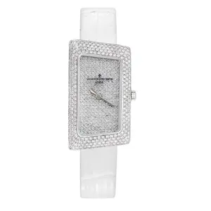 Vacheron Constantin 1972 Cambrée 18K White Gold Aftermarket Pavé Diamonds 25015/000G-9233 WHP041139