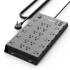 Power Strip, 22-Outlet Surge Protector Power Strip with 6 USB Ports, 2100J, 6.5Ft Flat Plug, 1875W/15A for Home/Office/Gaming Cord Protection