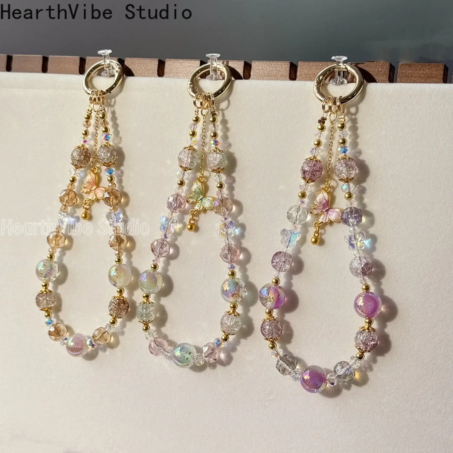 Colorful Crystal Bead Anti-Lost Keychain - Bag Charm, Trendy Cute, Multi-Purpose Hanger for Water Cups, Earphones, Sports & Outdoor Accessory, Bag Charm Keychain, Trendy Cute Keychain