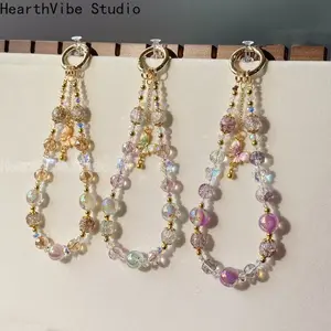 Colorful Crystal Bead Anti-Lost Keychain - Bag Charm, Trendy Cute, Multi-Purpose Hanger for Water Cups, Earphones, Sports & Outdoor Accessory, Bag Charm Keychain, Trendy Cute Keychain