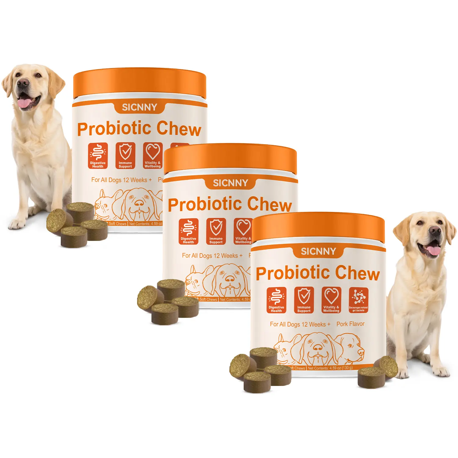 Daily Dog Chews with Probiotics | Support for Gut Balance & Overall Vitality | Non-GMO Formula SummerVibes petlovers