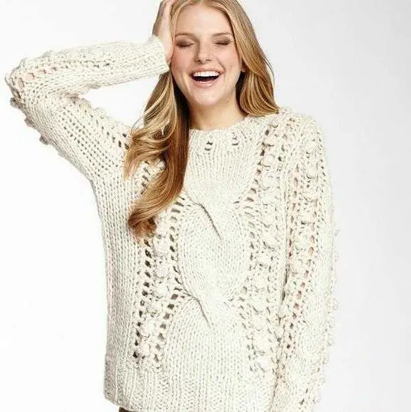 Thick Soft Cable Knot Sweater - Cream lady minimalist casual comfort