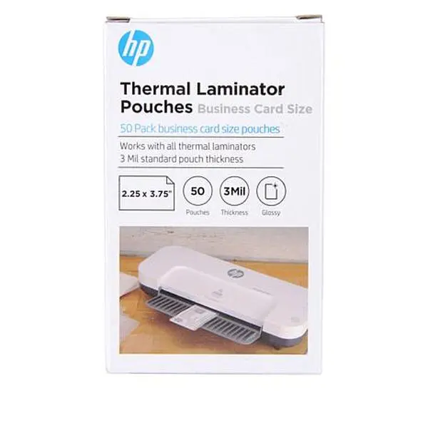HP 50-pack 2.25" x 3.75" Business Card Laminator Pouches
