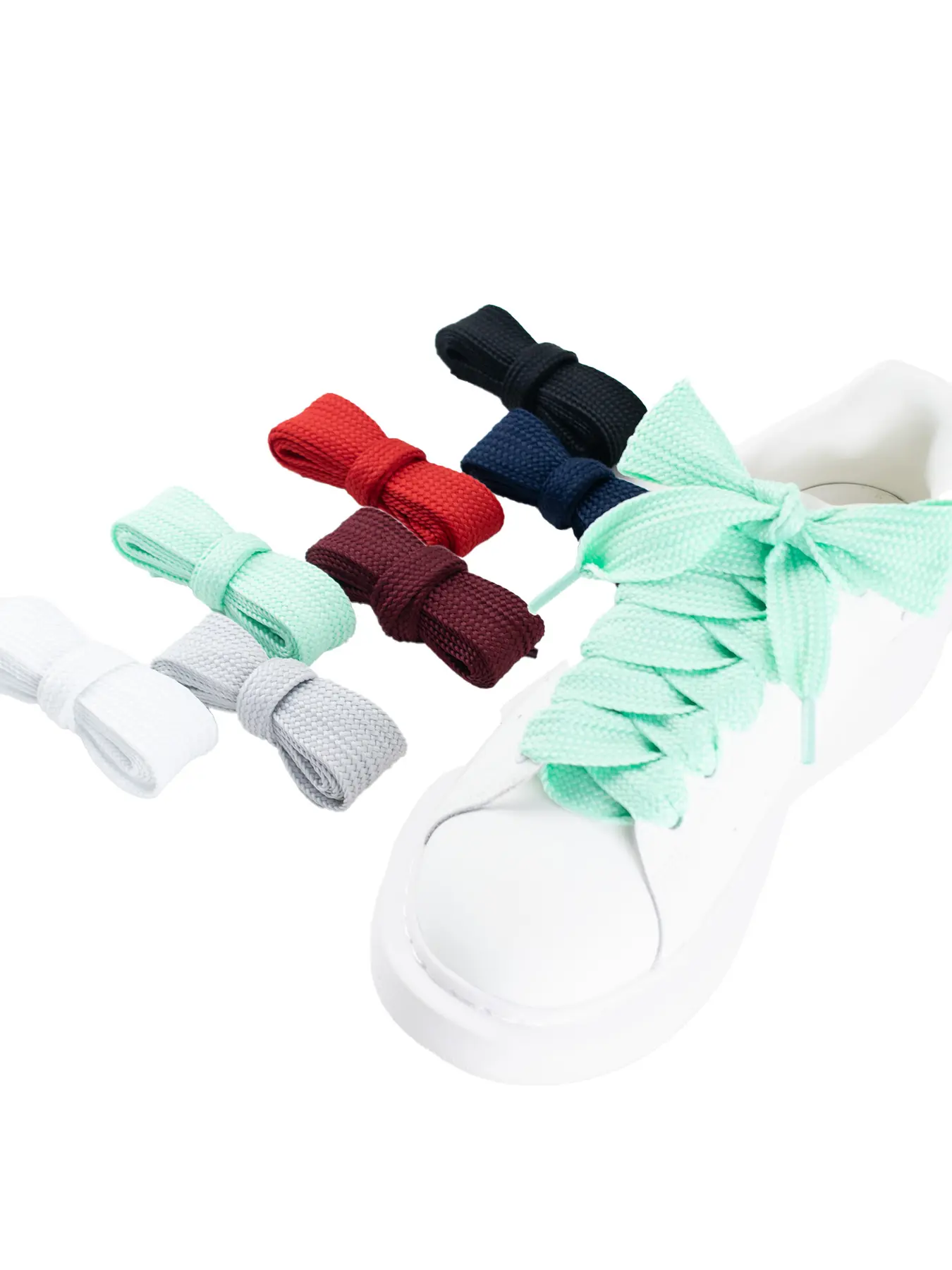 Pure Color Wide Single Layer Fat Shoelaces 2.5cm Footwear Lace, Casual Plain Pattern, All Seasons Fashion Accessories, Clothing Rope, Shoe Strings For Sneakers