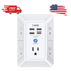 5 Outlet Extender Multi Plug Wall Outlets with 4 USB Charging Ports