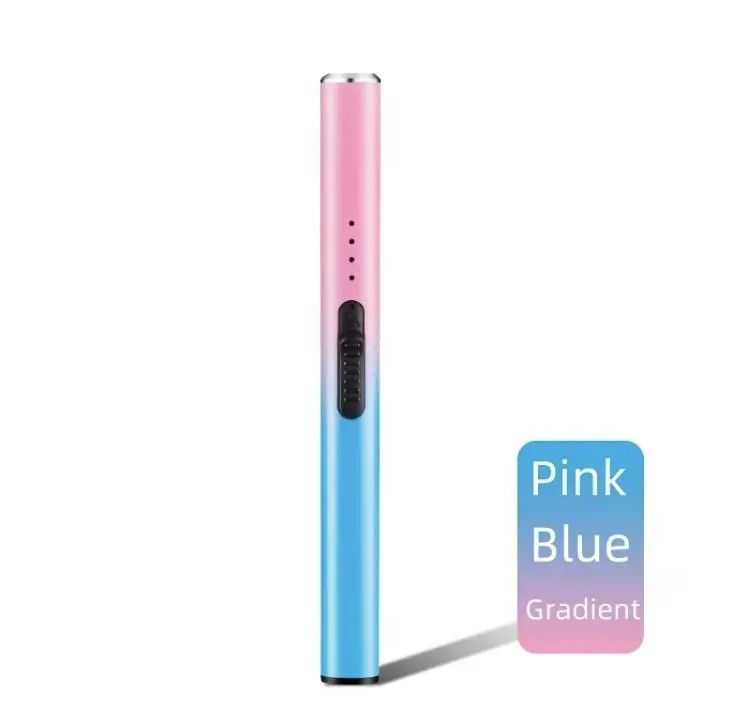 Portable USB Rechargeable Electric Arc Lighter - Pink Orange Gradient, Windproof Pulse, No Flame, No Gas, Eco-Friendly for Indoor Candles, Kitchen Use