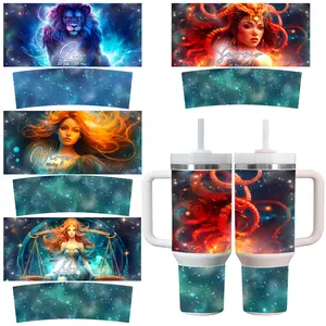 4 Sheets Libra   Virgo   Leo   Scorpio UV DTF Stickers for 40oz Tumblers Coffee Mug Decoration Vinyl Decal Set Waterproof DIY side  eyes  sticker