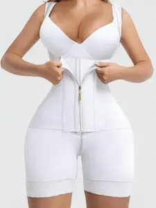 1 Count Women's Adjustable Shoulder Strap Shapewear, Colombian Shapewear, Front Zipper And Hook And Eye Closure Jumpsuit, High Waist Tummy Control And Butt Lifting Silhouette Bodysuit, Fajas, Suitable For Workouts, Weddings, Parties, High Waisted Shaper