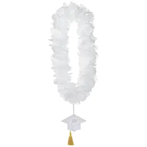 Class 101 -White Graduation Celebration Lei Necklace