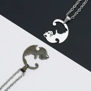 [Limited time event] Love cat necklace niche personality versatile design couple patchwork necklace for birthday gifts Valentine's Day gifts