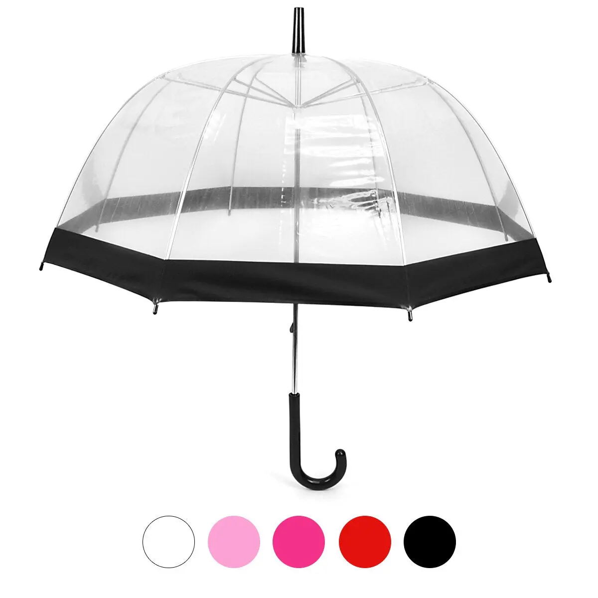 Parquet Clear Bubble Umbrella with Color Trim – Auto Open| Dome Shape Rain Umbrella