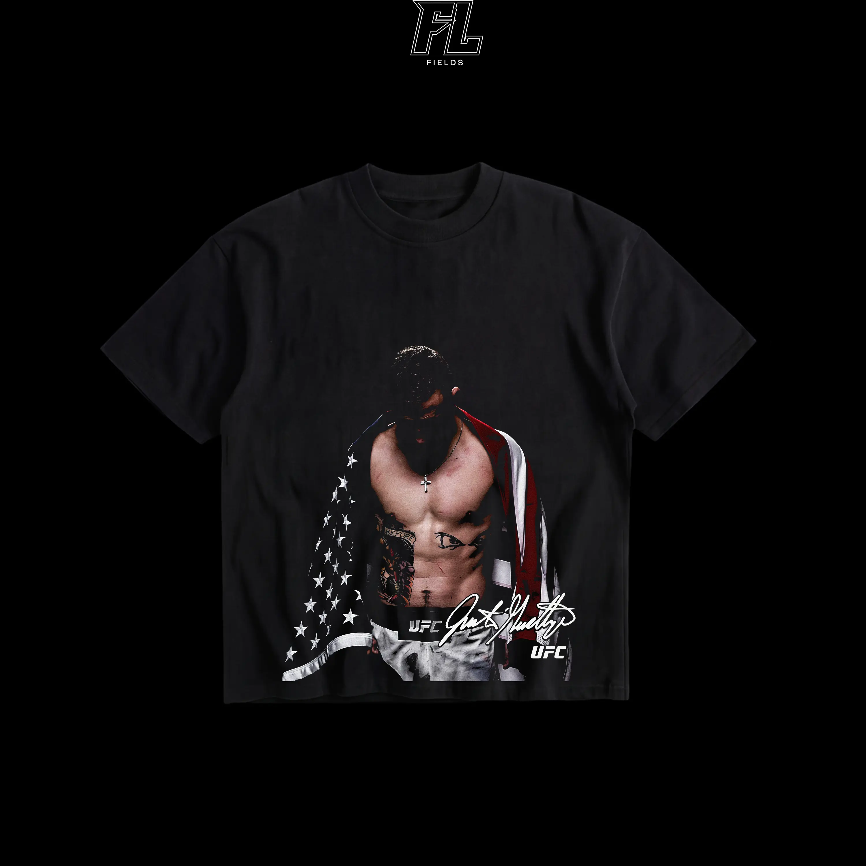 Fields Justin Gaethje UFC Freedom 250 Men's Short-Sleeve Fighters Collection T-Shirt, MMA Fan Champions Sports Shirt, Unisex Soft Cotton Streetwear Tee, Vintage Casual Style For UFC Fan, Fashion Short Sleeve Menswear Crewneck Top