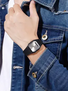 Vintage Square Dial Digital Watch, Fashionable Digital Watch with Silicone Strap for Women & Men, Trendy All-match Watch for Birthday Gift, Square Watches, Casual Trendy Wristwatch