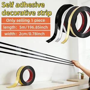 1 Roll 5m/196.85 Inch Self-adhesive Flat Decorative Line, Vinyl Mirror Wall Sticker Decorative Strip, Suitable for Living Room, Bedroom, Kitchen, Bathroom Interior Home Decoration