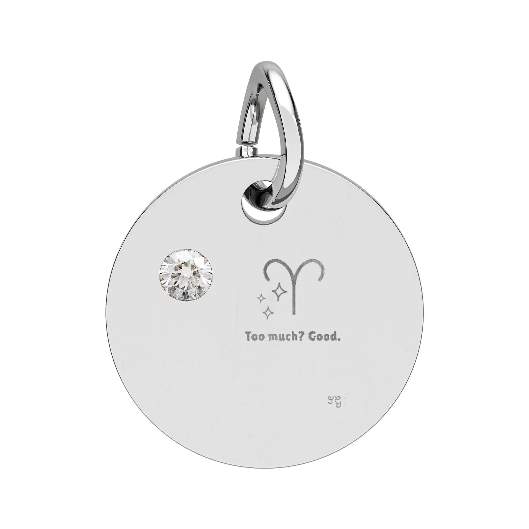 Aries Diamond Circle Charm Pendant | Engraved Disc Charm