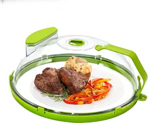 Microwave Cover for Food, 12 Inch Plastic Microwave Splatter Cover with Handle Water Storage Box and Adjustable Steam Vents Holes Microwave Plate Covers for Plates Bowls and Cups