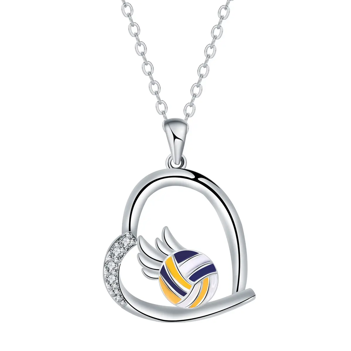Heart-shaped volleyball wing necklace, sporty necklace for women, a gift for volleyball enthusiasts, a birthday present.