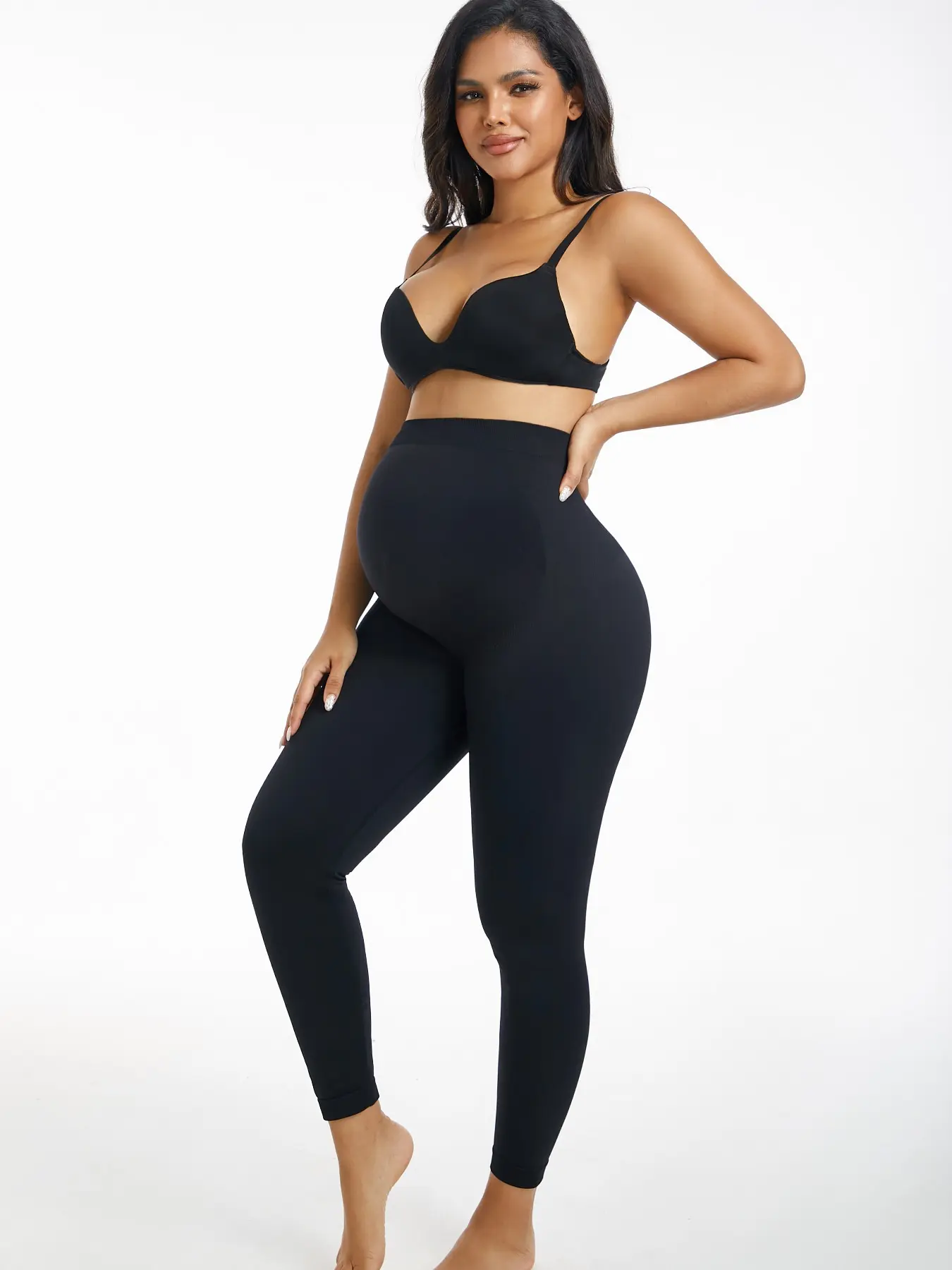 Maternity High Waisted Full Panel Support Leggings, Seamless Pregnancy Over-The-Belly Tights, Back Relief & Activewear, Prenatal Maternity Clothing, Pregnancy Clothes