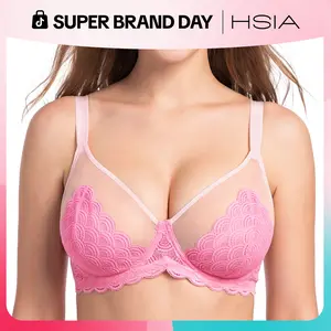 HSIA Mermaid Scales Sexy Lace Plus Size Unlined Underwire Non-padded Full Coverage Minimizer Bra with Back Smoothing for Women Large Bust
