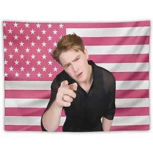 Funny Connor Peach Light Decorative Pink American Flag Print Tapestry, 40x30in (102x76cm) Actor Kit Poster, Bright Colors Home Decor, Hand Washable for Fans’ Bedrooms
