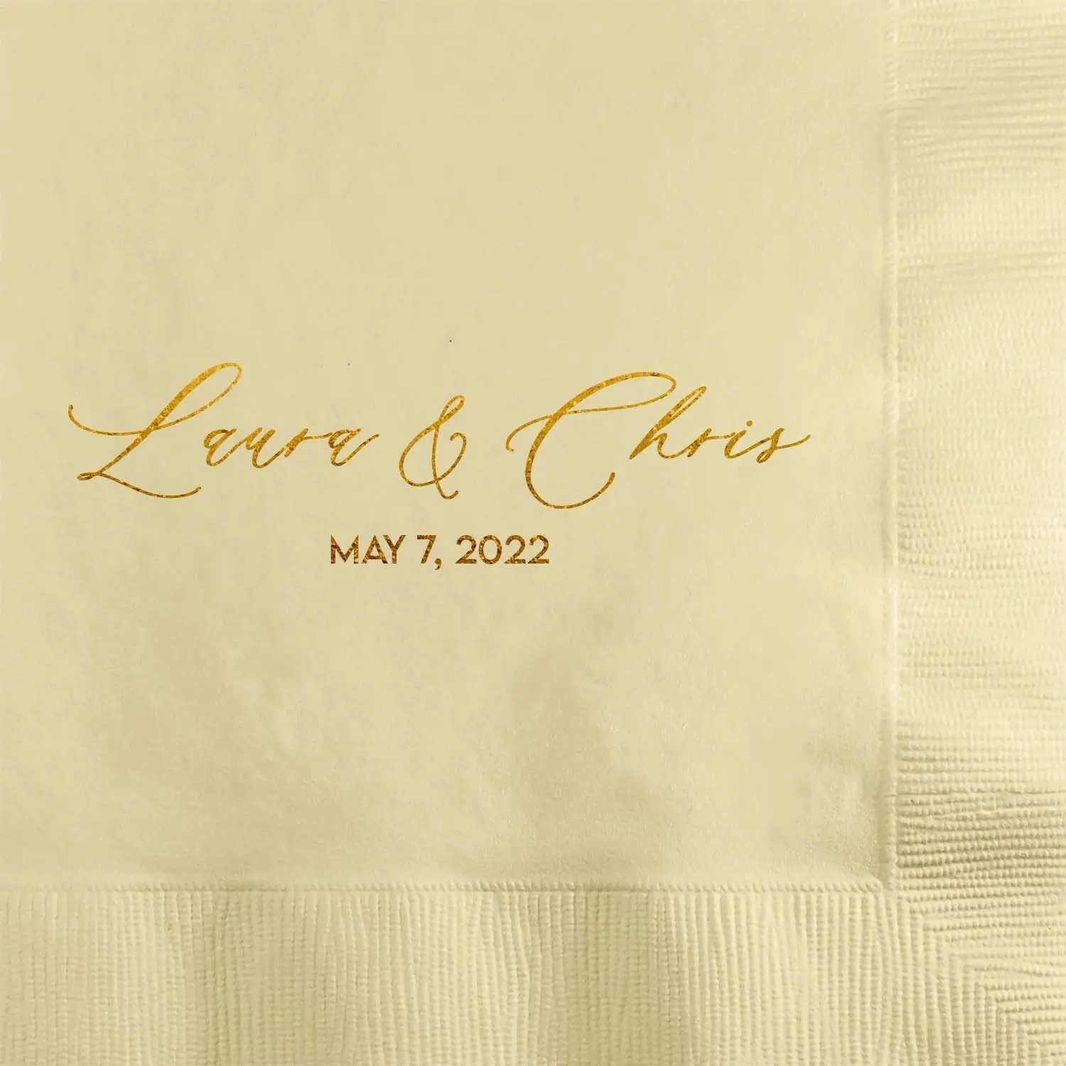 Vingtage Calligraphy Custom and Personalized Wedding, Engagement or Rehearsal Dinner Beverage Napkins