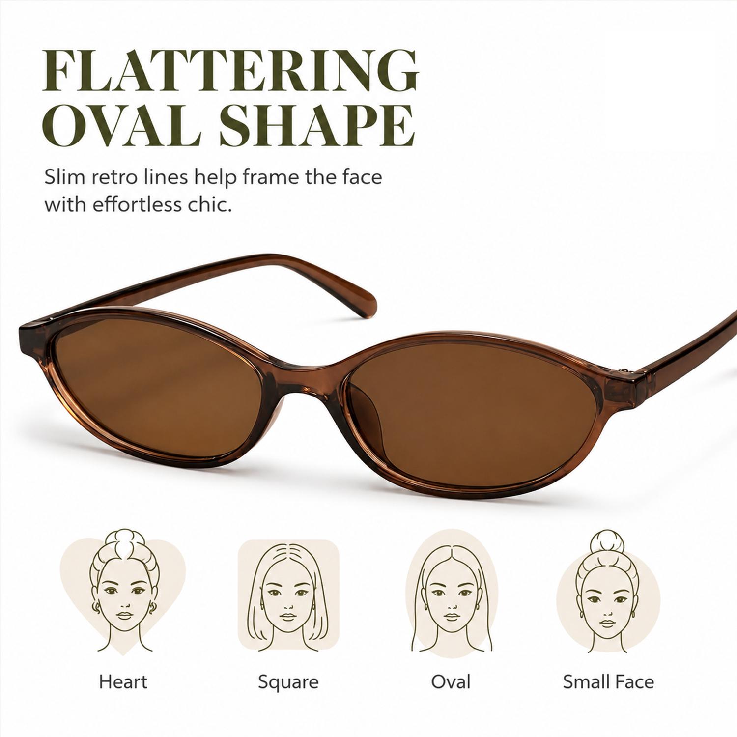 〖Summer Vibes〗3 PCS Retro Oval Sunglasses for Women Chic Cat Eye 90s Sunnies Lightweight Narrow Shades Trendy UV Protection Sunglasses Vintage Rich Girl Sunglasses Women#tiktokshopbacktoschool