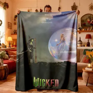 Magic Witch Wicked Theme Flannel Blanket, Soft Lightweight Warm, Bedroom Holiday Decor, All Seasons, Bed Sofa Office Camping Travel