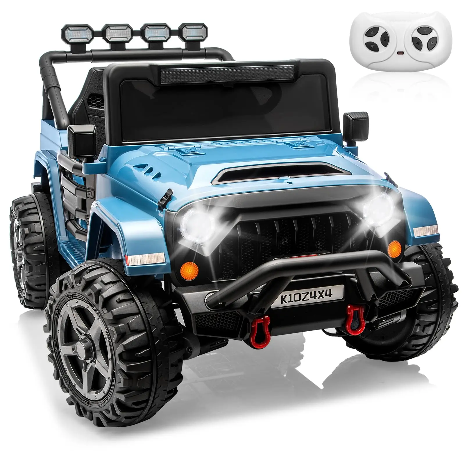 Garvee 24V 2-Seater 4x4 Electric Ride On Car for Kids – Parental Remote Control – Gradual Start – 3 Speeds – 4-Wheel Suspension – Wireless Audio Music – LED Lights – White/Black, Power Wheels With Remote Control, Ride On Wheels