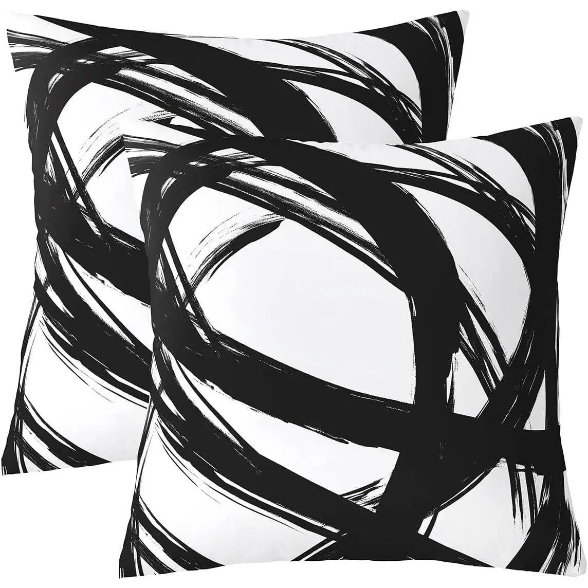 Black and White Abstarct Throw Pillow Covers Adult Women Men,Geometric Striped Pillow Covers Minimalists,Graffiti Lines Cushion Cases,Contemporary Boho Modern Art Decor