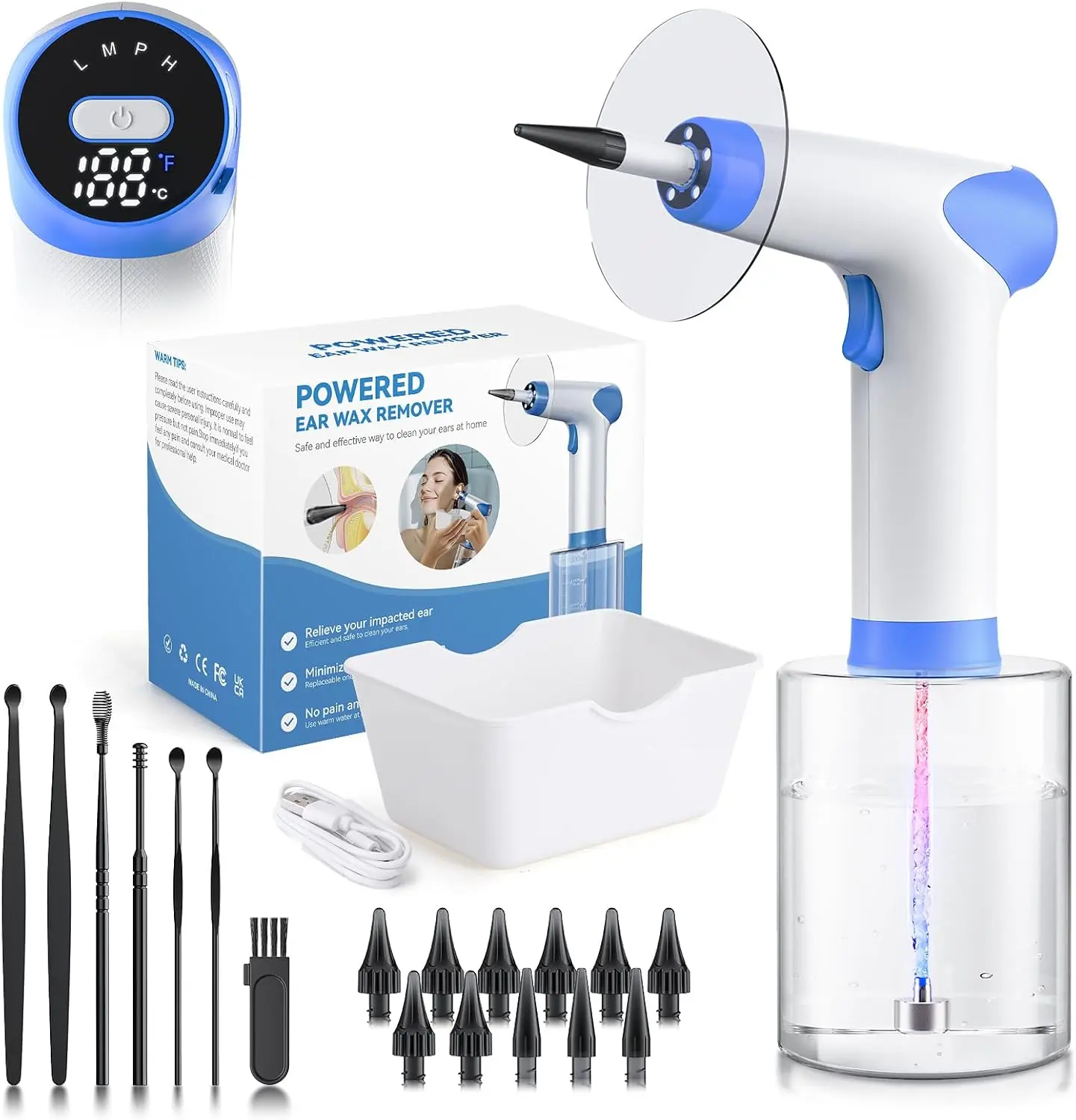 Clean Ear Automatic Machine Smart Powered Earwax Remover Kit - Intelligent Ear Cleaning System with ...