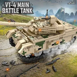 301pcs Vt-4 Tank Vehicle Building Blocks Toy, Moving Gun Tower, Adjustable Tracks, Educational Puzzle Toys for Boys, Building Blocks Set, Building Kit