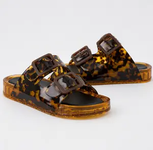 Women’s Jelly Slide Sandals – Cushionaire Pool Waterproof Slip-On Beach Sandals with Double Buckle Strap