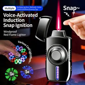 Voice-Controlled Spinner Lighter (Without Fuel)– USB Rechargeable, 4 Modes, Waterproof Outdoor BBQ & Stress Relief Gift for boyfriend