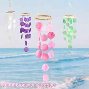 Shell Decor Hanging Wind Chime, 1 Count Colorful Handmade Shell Wind Chime, Hanging Decor for Home Garden Yard, Garden Accessories