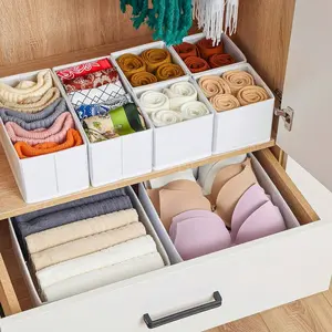 12 Pack White Drawer Bins, Closet Storage Organizers For Clothes,  Outfits, Underwear, Socks, Dresser Dividers For Nursery Or Bedroom, Foldable And Lightweight Storage Solutions For Home And Wardrobe Back To School Dormitory Storage Boxes