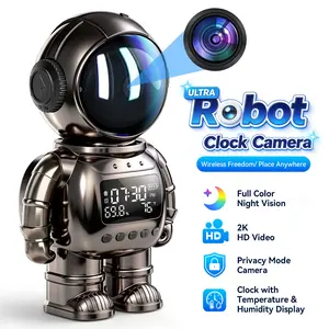 2K Ultra Robot Clock Camera -     Multi-Function   Wireless Indoor Camera with Hidden Design, Full Color Starlight Night Vision and Temperature Humidity Display,Dual Band WiFi and Two Way Audio